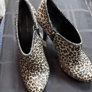 ANTONIO MELANI Animal Print Ankle Booties